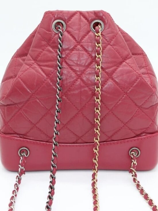 Chanel Aged Calfskin Quilted Small Gabrielle Backpack Women Red main image 14